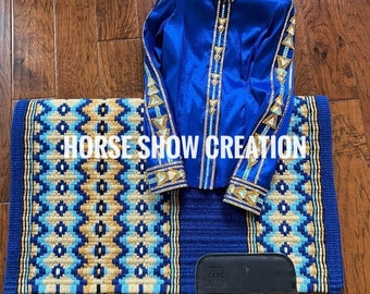 Blauw western Pleasure showshirt en pad, horsemanship-hesje dames