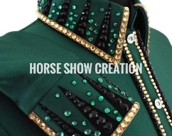 Green Western Show Shirt, Embellished Horsemanship Jacket