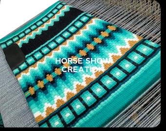 Turquoise & Black Western Show Saddle Pad, 34x42 Inch