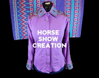 Purple Western Show Shirt and Pad Set, Horsemanship Rail Vest
