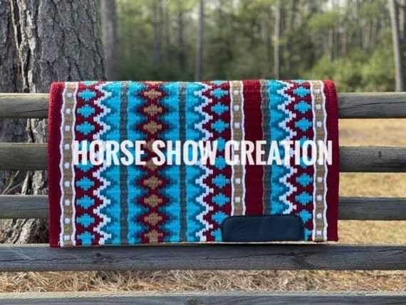 Maroon Teal Western Pleasure Horse Show Saddle Pad 34x42 Inch