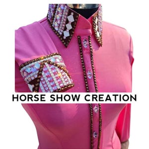 Pink Western Pleasure Horse Show Shirt, Horsemanship, Women Rail Jacket, Western Show shirt