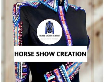 Black Western Show Shirt, Embellished Rail Jacket, Horsemanship Apparel