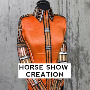 Orange Western Pleasure Rail Show Shirt, Horsemanship, Frauen Schiene Jacke, Western Show Shirt