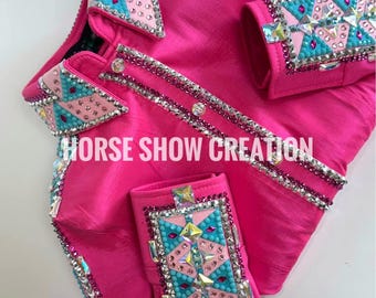 Pink Western Show Shirt, Rhinestone Rail Jacket, Horsemanship Apparel