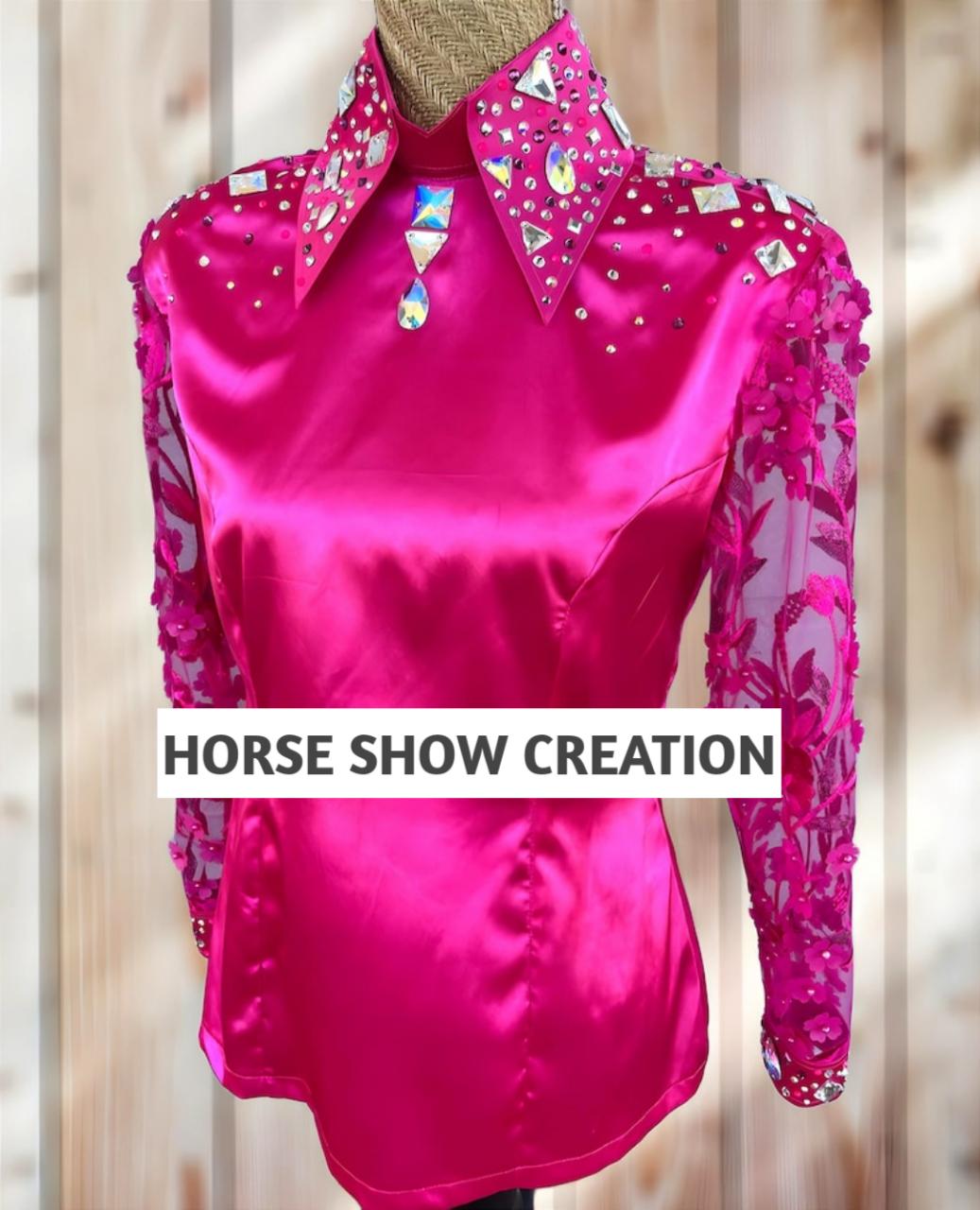 Haut Chemise Rods Style Western – Strass Fuchsia, Taille M, Occasion, Fabrication Inde