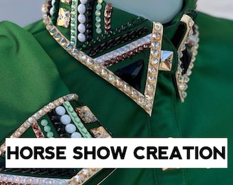 Groen western showshirt paard, jack met strassteentjes