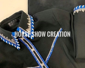 Black Western Show Shirt, Rhinestone Horsemanship Jacket