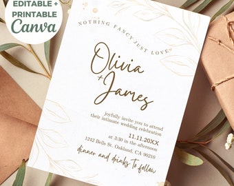 Courthouse Wedding Invitation Nothing Fancy Just Love Invitation Editable Micro Wedding Invitation Elopement Reception DIY Modern Minimalist
