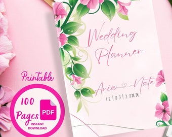Wedding Planner Printable Wedding Planner Wedding Budget Planner Planner Printable Wedding Checklist Wedding Organizer 100 Pg Editable Cover