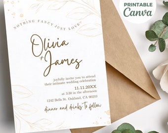 Courthouse Wedding Invitation Nothing Fancy Just Love Invitation Editable Micro Wedding Invitation Elopement Reception DIY Modern Minimalist