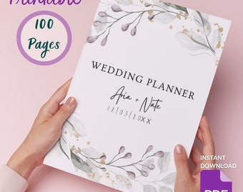Wedding Planner Printable Wedding Planner Wedding Budget Planner Planner Printable Wedding Checklist Wedding Organizer 100 Pg Editable Cover