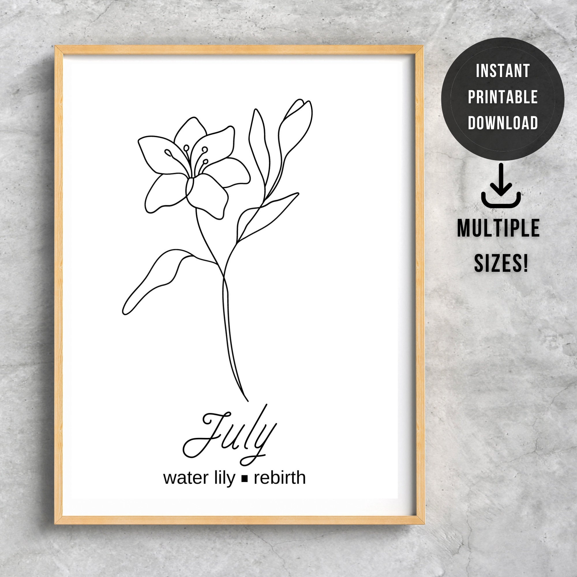 Birth Flower Clipart Print Flower Birth Month Flower Pot Printable Wall ...