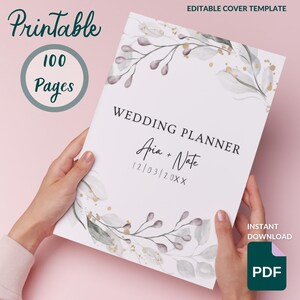 Planificador de bodas Planificador de bodas imprimible Planificador de presupuesto de bodas Planificador Lista de verificación de bodas imprimible Organizador de bodas 100 páginas Cubierta editable