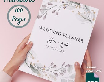 Wedding Planner Printable Wedding Planner Wedding Budget Planner Planner Printable Wedding Checklist Wedding Organizer 100 Pg Editable Cover