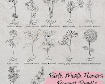 Birth Month Flower SVG Bundle Birth Flower Bouquet Birth Month Floral svg Birth Month Flower svg Birth Month Flower Tattoo PNGJpgPDF