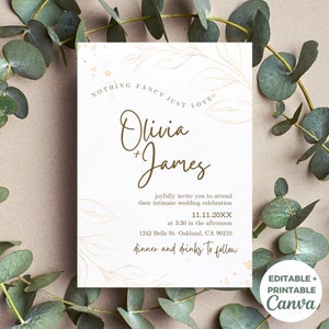 Hochzeitseinladung Hochzeitseinladung NICHTS Besonderes Just Love Einladung Bearbeitbares Mikro-Hochzeitseinladung Elopement Empfang DIY Modern Minimalist
