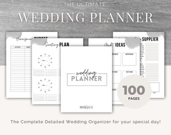 Wedding Planner Printable Wedding Planner Wedding Budget Planner Planner Printable Wedding Checklist Wedding Organizer 100 Pg Editable Cover