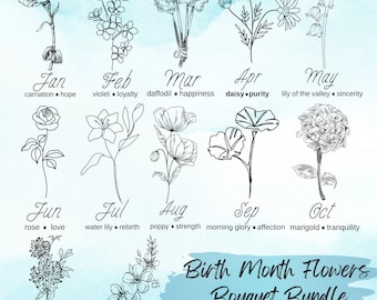 Birth Month Flower SVG Bundle Birth Flower Bouquet Birth Month Floral svg Birth Month Flower svg Birth Month Flower Tattoo PNGJpgPDF