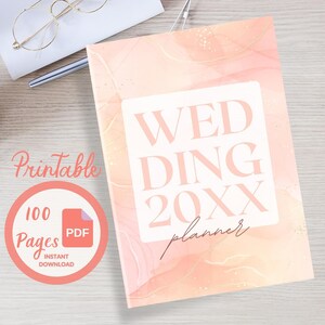 Planificador de bodas Planificador de bodas imprimible Planificador de presupuesto de bodas Planificador Lista de verificación de bodas imprimible Organizador de bodas 100 páginas Cubierta editable