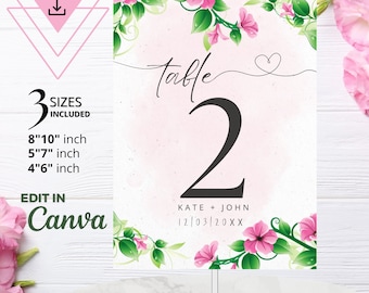 Druckbare Tischnummern Bearbeitbare Vorlage Rosa Blume Blume Hochzeit Zahl Druckbare Grün Hochzeit Zahl SOFORTIGER Download PDF DIY