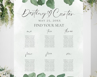 Hochzeit Sitzplan Vorlage Druckbare Bearbeitbare Sitzordnung Sitzplan Vorlage Druckbare Sitzplan Hochzeitsplakat Sitzschild Canva