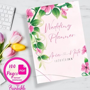 Planificador de bodas Planificador de bodas imprimible Planificador de presupuesto de bodas Planificador Lista de verificación de bodas imprimible Organizador de bodas 100 páginas Cubierta editable