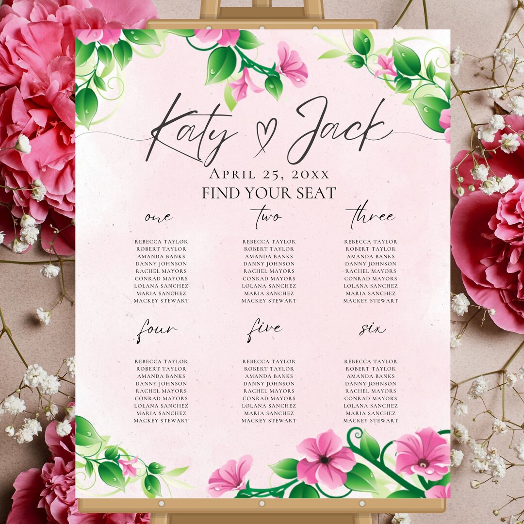 Wedding Seating Chart Template Printable Editable Seating Chart Seating ...