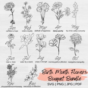 Birth Month Flower SVG Bundle Birth Flower Bouquet Birth Month Floral svg Birth Month Flower svg Birth Month Flower Tattoo PNGJpgPDF