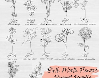 Birth Month Flower SVG Bundle Birth Flower Bouquet Birth Month Floral svg Birth Month Flower svg Birth Month Flower Tattoo PNGJpgPDF