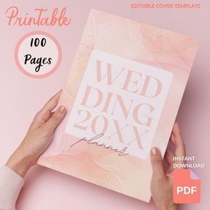 Wedding Planner Printable Wedding Planner Wedding Budget Planner Planner Printable Wedding Checklist Wedding Organizer 100 Pg Editable Cover