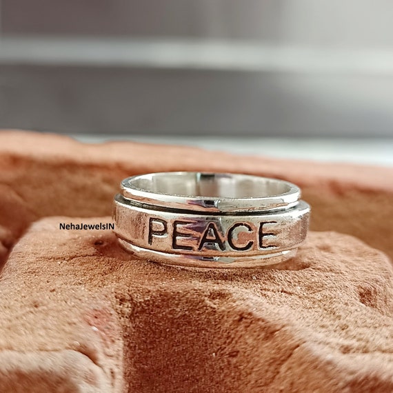Sterling Silver Ring Peace Ring Spinner Peace Band Harry Etsy Israel