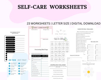 Self Care Worksheets, Self Love, Stress Management, Self Care Journal, Therapy, Self Care Workbook