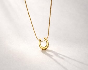 Dainty Horseshoe Necklace  | Waterproof Stainless Steel Lucky Charm Pendant