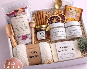 Self Care Gift Box with Card Option | Relaxation Spa Set, Bath Soak, Honey, Tea