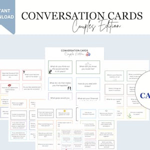 Gesprekskaarten voor stellen, Gespreksstarters, Date Night Cards, Icebreaker, Afdrukbare gespreksstartkaarten, Digitale download