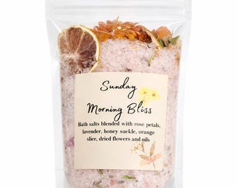 Sunday Morning Bliss Bath Salts | Relaxing Floral Soak | Lavender Rose Bath | Self Care Gift | Bridesmaid Gifts | Bulk Bath Salts Favors