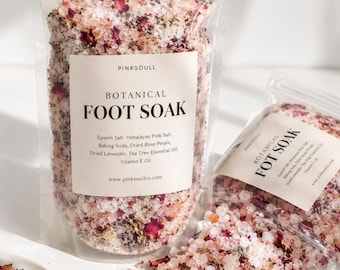 Botanical Foot Soak | Himalayan Pink Salt, Rose, Lavender | Relaxing Spa Bath