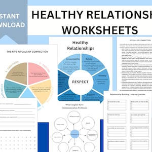 Healthy Relationship Worksheets, Couples Therapy, Couples Counseling, Worksheets for improved Communication