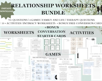 Couples Therapy Workbook, Relationship Games, Communication Worksheets (Digital Download)