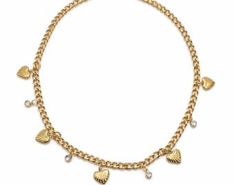 18K Gold Plated Charm Necklace, Waterproof Tarnish Free Stainless Steel Chain