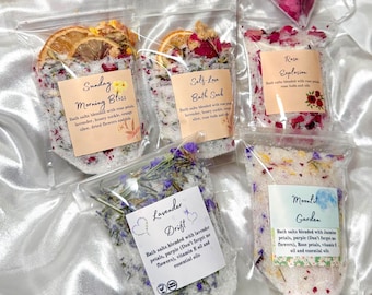 Organic Bath Salts, Gift Set, Set Of 5, Essential Oils Infused Bath Salts, Spa Gift Set