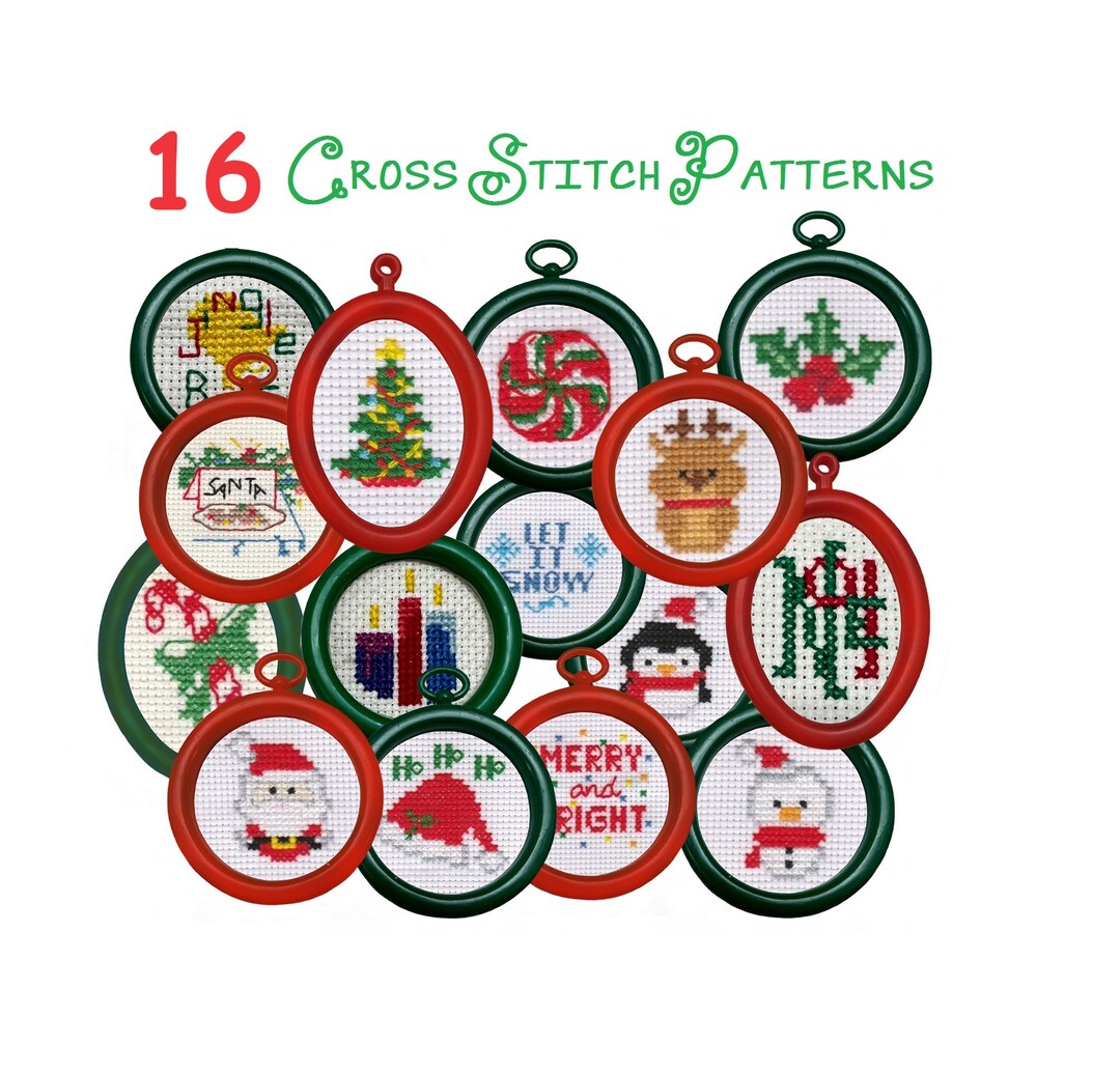 Cross Stitch Christmas Ornaments - 16 Mini PDF Downloadable Patterns ...