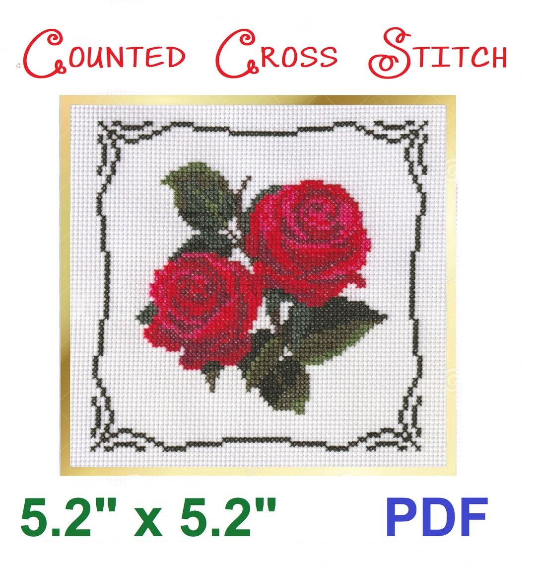 Counted Cross Stitch Pattern PDF Red Roses With Etsy