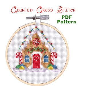 Christmas Gingerbread House Counted Cross Stitch Pattern (Downloadable PDF)