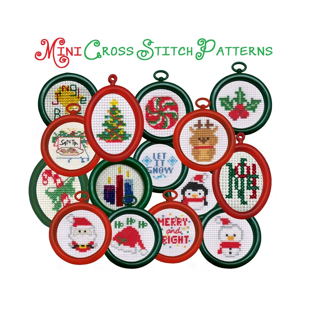Counted Cross Stitch Christmas Patterns PDF 16 Mini Ornaments Tiny Gifts Clear Easy Instructions Counted Cross Stitch Christmas Patterns PDF 16 Mini Ornaments Tiny Gifts Clear Easy Instructions