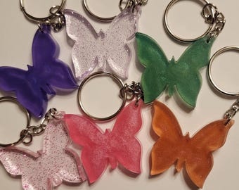 Handmade Butterfly Resin Keychain: Glitter or Solid Colors