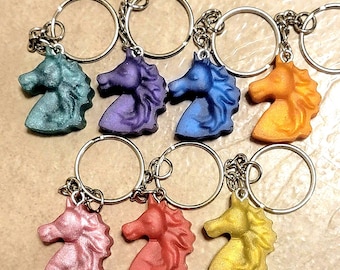 Handmade Resin Unicorn Keychain: Colorful Bag Charm