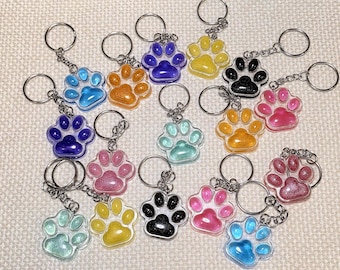 Handmade Resin Paw Print Keychain: Pet Lover Gift