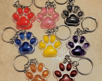 Handmade Resin Paw Print Keychain: Pet Lover Gift